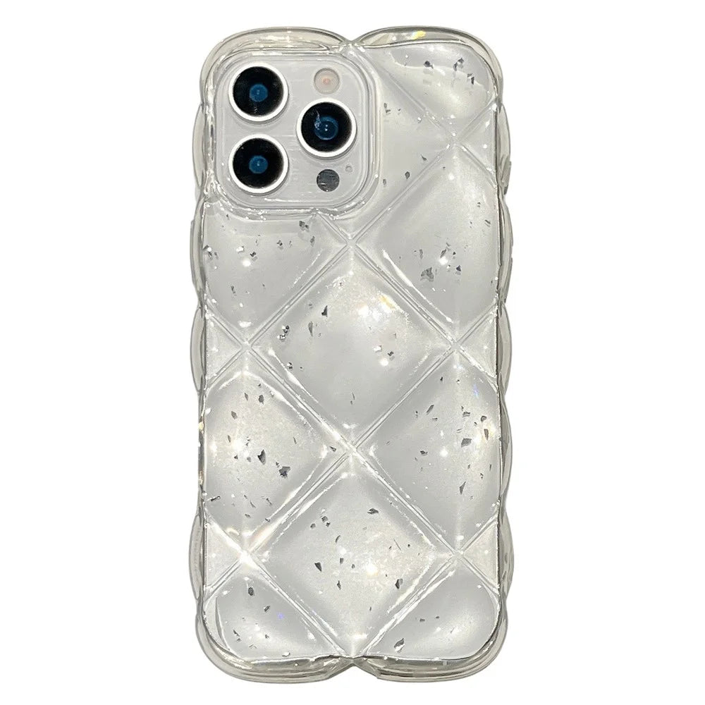 For iPhone 14 Pro Max Case Creative Rhombus Sequins Decor TPU Phone Cover - Silver - 1