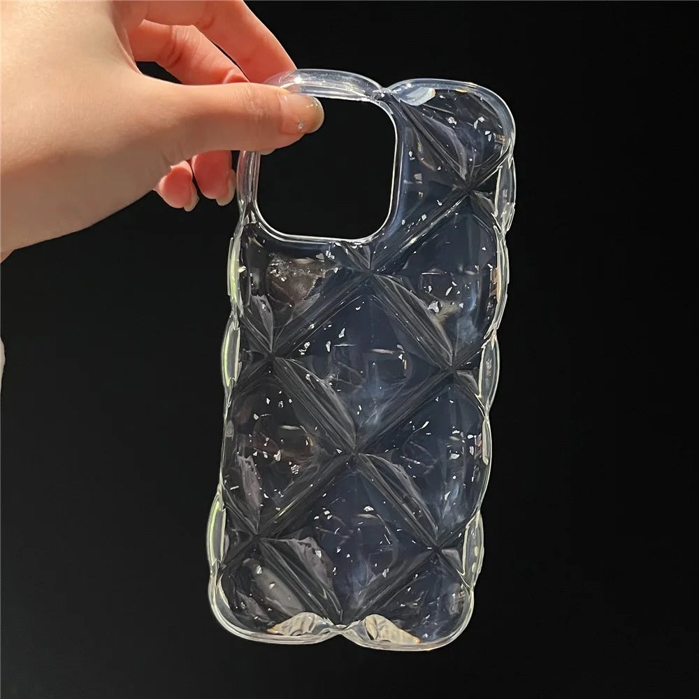 For iPhone 14 Pro Max Case Creative Rhombus Sequins Decor TPU Phone Cover - Silver - 2