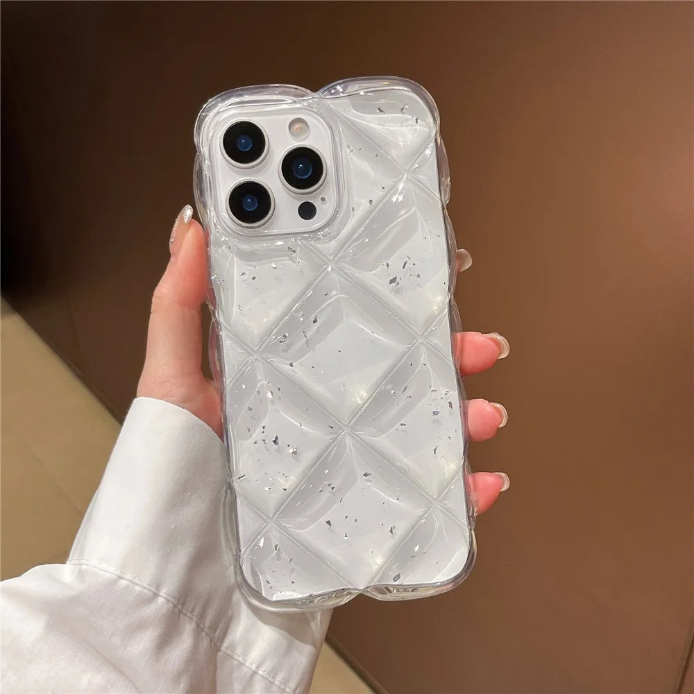For iPhone 14 Pro Max Case Creative Rhombus Sequins Decor TPU Phone Cover - Silver - 3