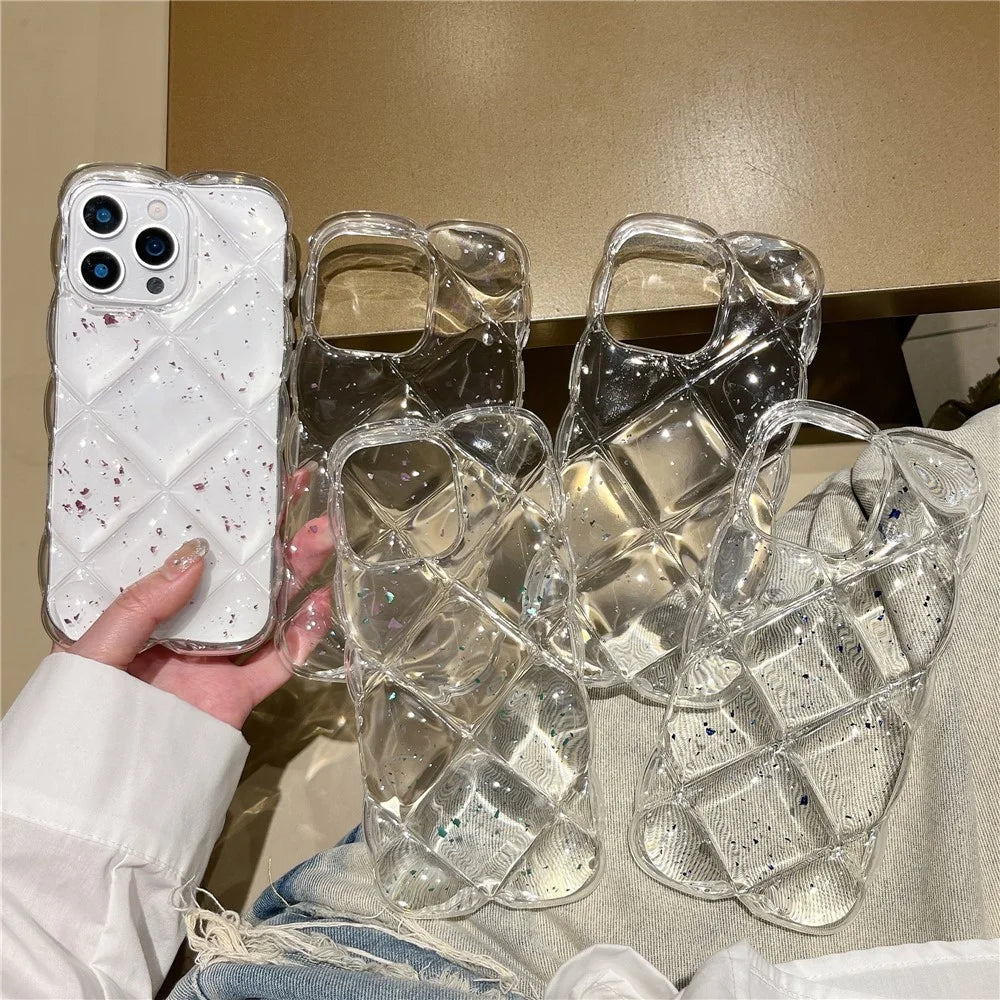 For iPhone 14 Pro Max Case Creative Rhombus Sequins Decor TPU Phone Cover - Silver - 7