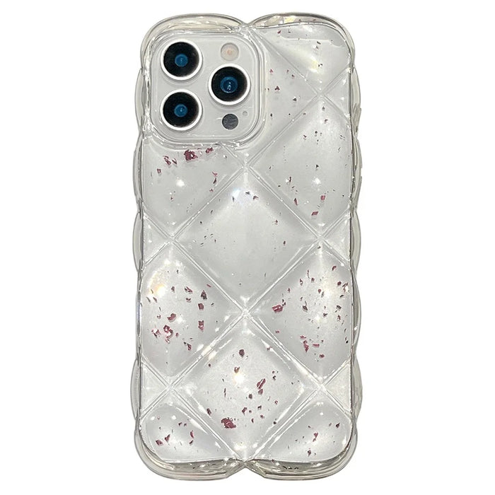 For iPhone 15 Pro Case Creative Rhombus Sequins Decor TPU Phone Cover - Rose - 1
