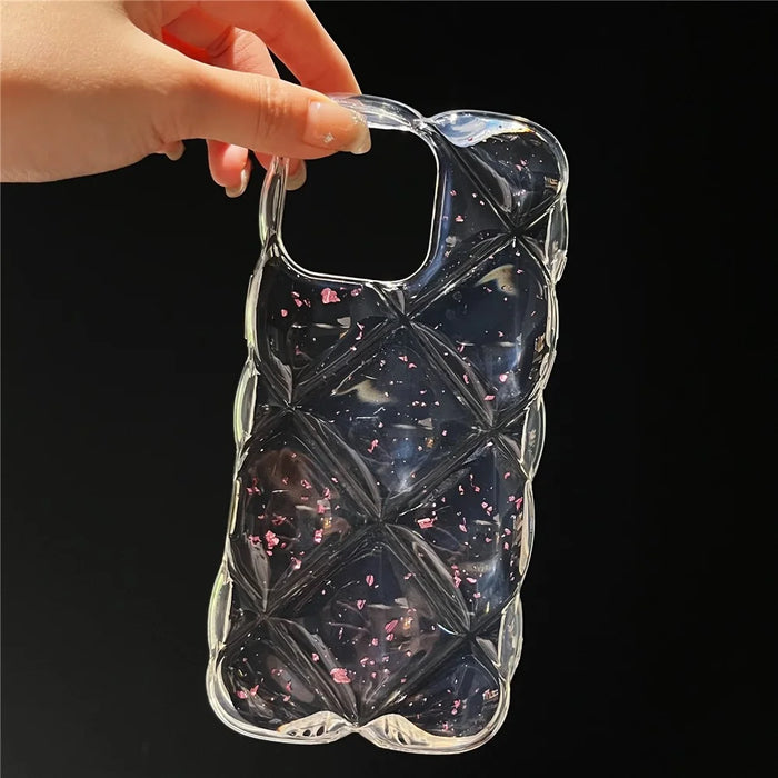 For iPhone 15 Pro Case Creative Rhombus Sequins Decor TPU Phone Cover - Rose - 2