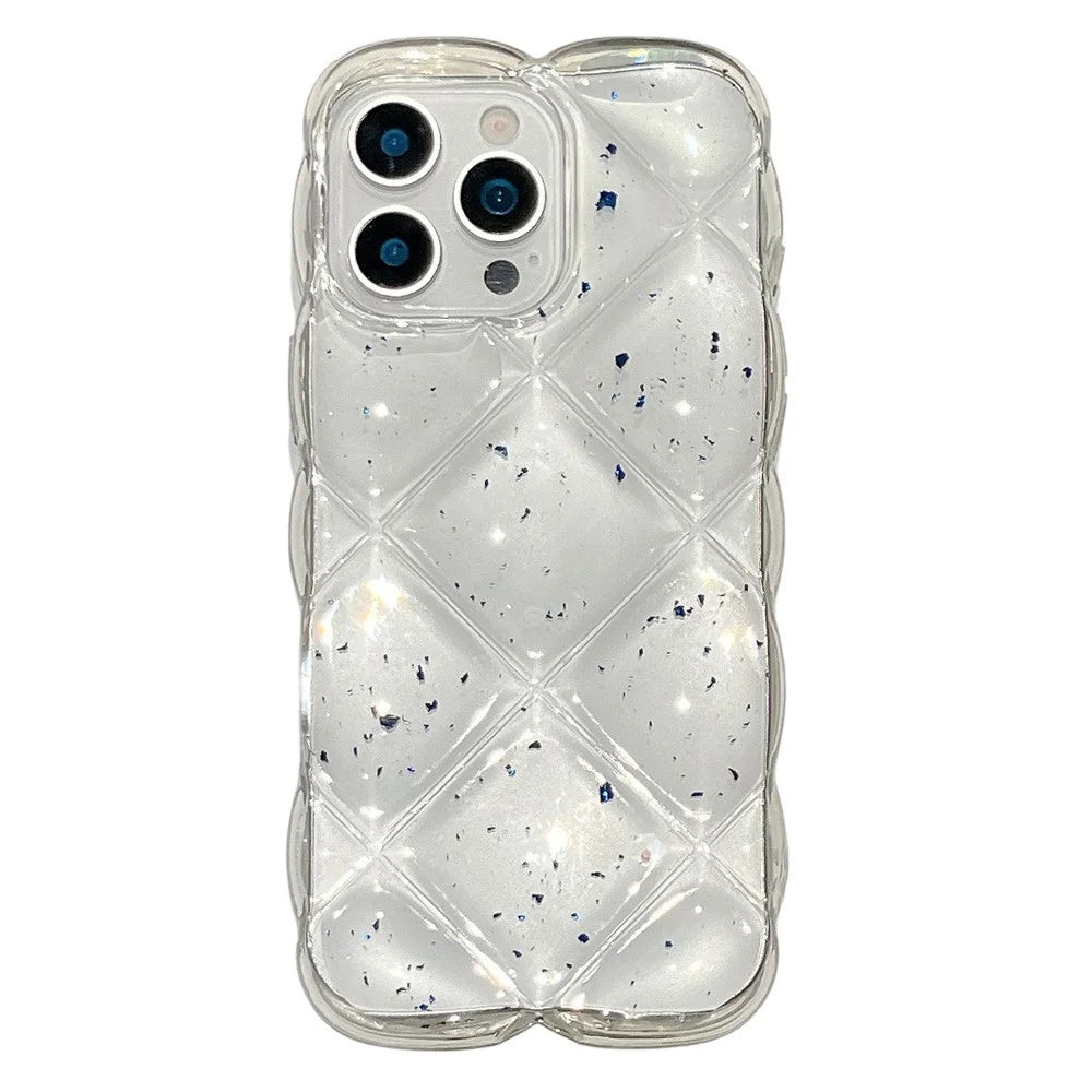 For iPhone 15 Pro Max Case Creative Rhombus Sequins Decor TPU Phone Cover - Blue - 1