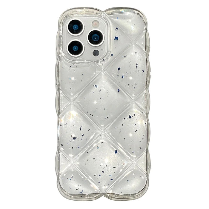 For iPhone 15 Pro Max Case Creative Rhombus Sequins Decor TPU Phone Cover - Blue - 1