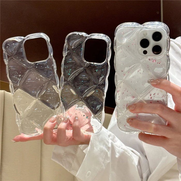 For iPhone 15 Pro Max Case Creative Rhombus Sequins Decor TPU Phone Cover - Blue - 5
