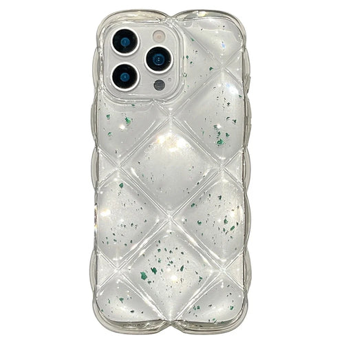 For iPhone 16 Pro Max Case Creative Rhombus Sequins Decor TPU Phone Cover - Green - 1