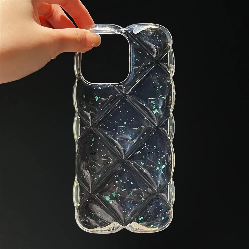 For iPhone 16 Pro Max Case Creative Rhombus Sequins Decor TPU Phone Cover - Green - 2