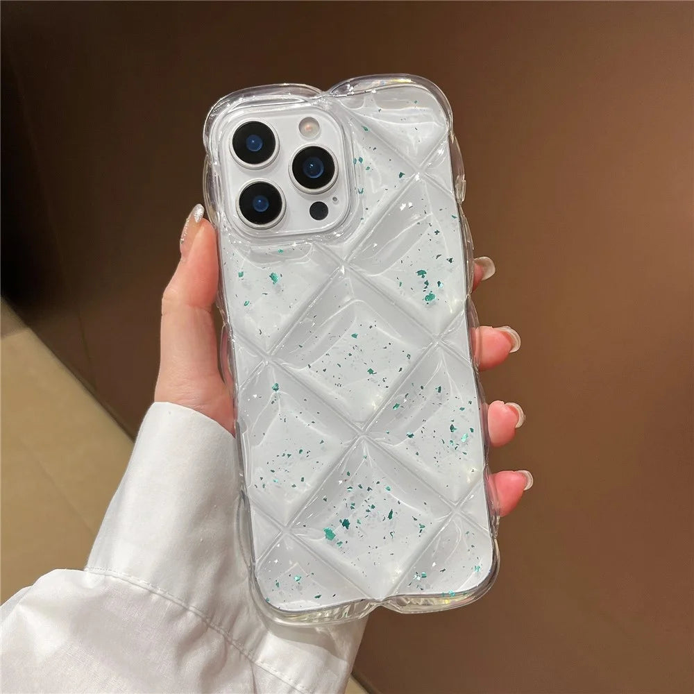 For iPhone 16 Pro Max Case Creative Rhombus Sequins Decor TPU Phone Cover - Green - 3