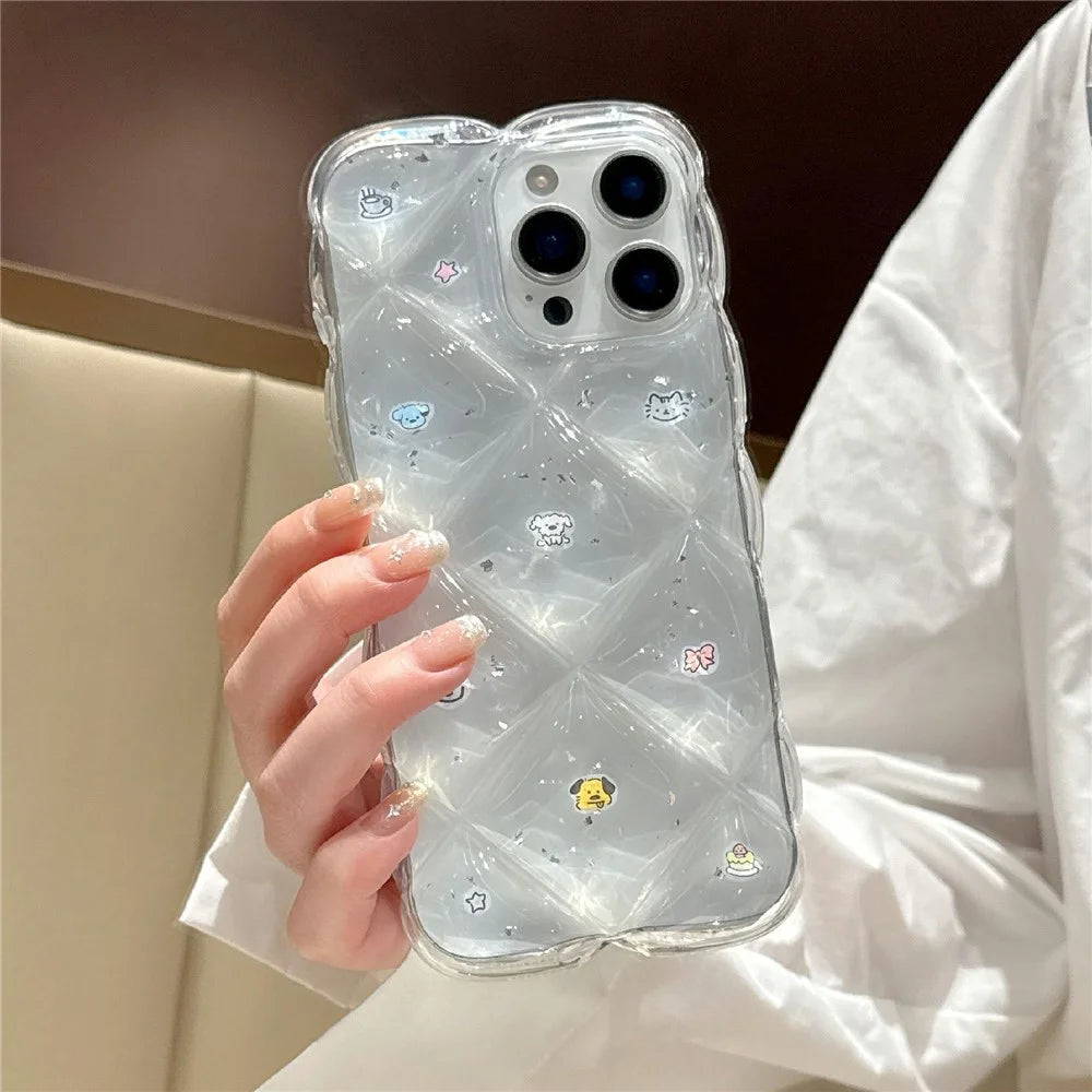 For iPhone 14 Case Creative Rhombus Cat Dog Pattern TPU Phone Cover - 1