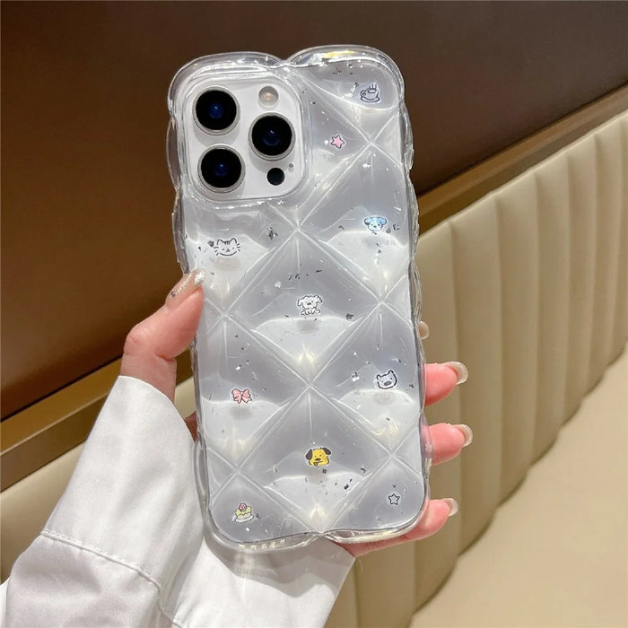 For iPhone 14 Case Creative Rhombus Cat Dog Pattern TPU Phone Cover - 3