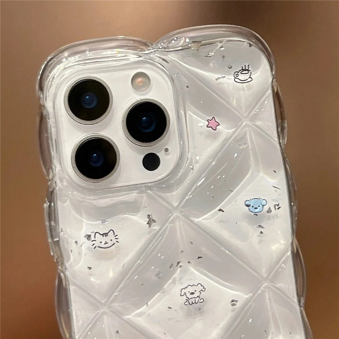 For iPhone 14 Case Creative Rhombus Cat Dog Pattern TPU Phone Cover - 6