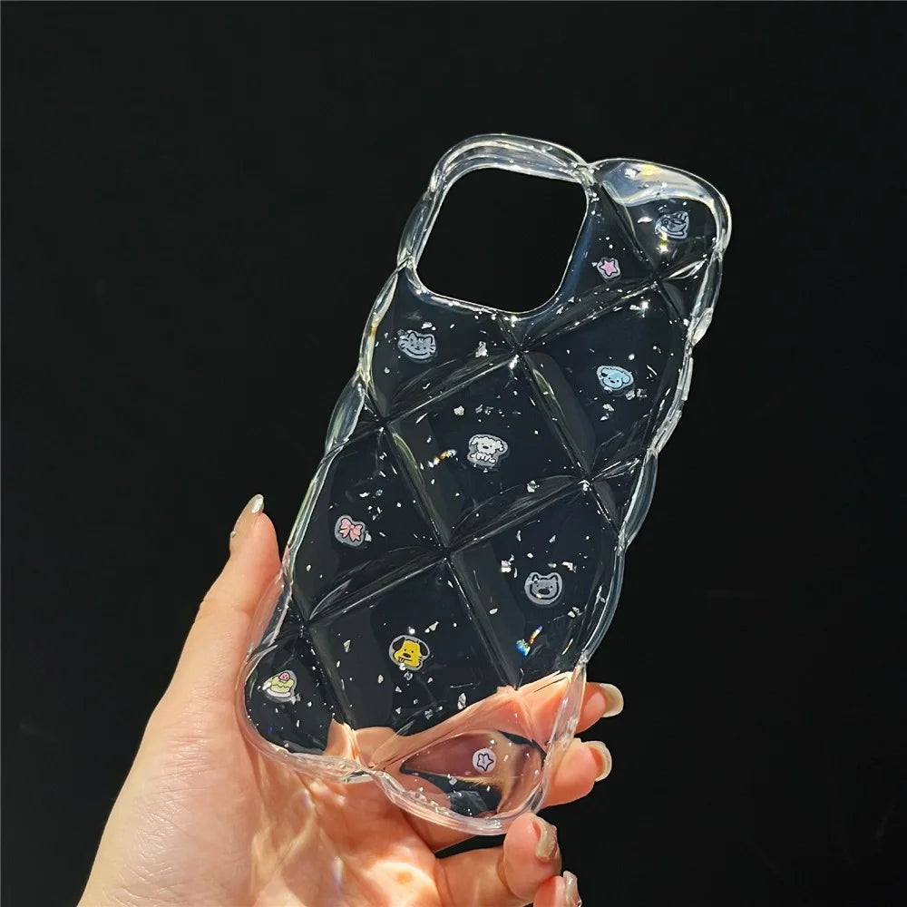 For iPhone 15 Pro Case Creative Rhombus Cat Dog Pattern TPU Phone Cover - 5