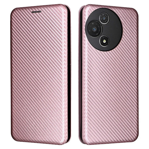 For TCL 60R 5G  /  60 5G Case Carbon Fiber Texture Drop-Proof PU Leather Phone Cover - Rose Gold - 1