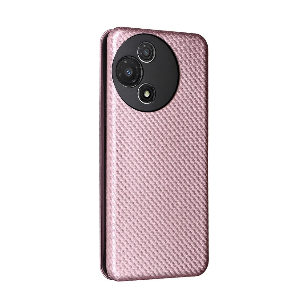 For TCL 60R 5G  /  60 5G Case Carbon Fiber Texture Drop-Proof PU Leather Phone Cover - Rose Gold - 7