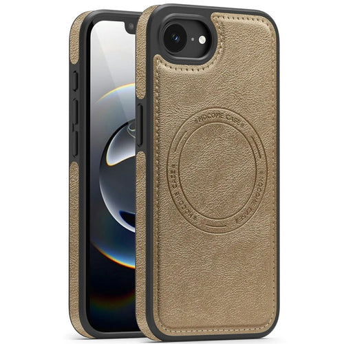 For iPhone 17e / 16e Case Compatible with MagSafe Leather Back Phone Cover - Desert Gold - 1
