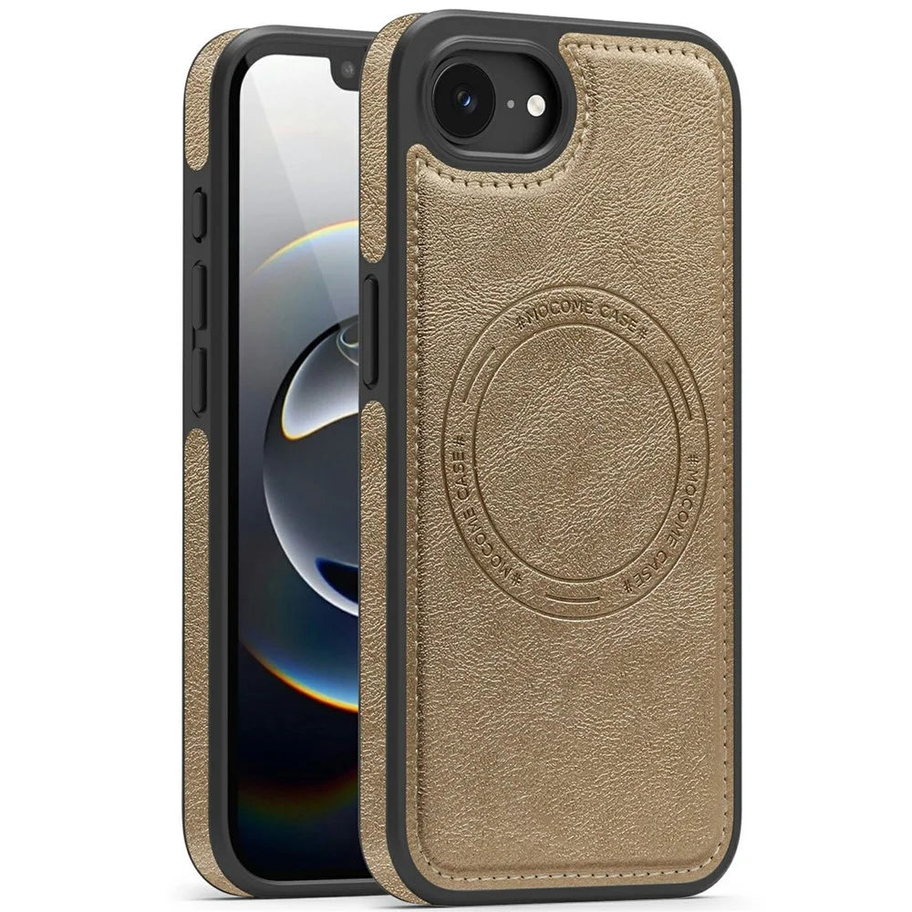 For iPhone 17e / 16e Case Compatible with MagSafe Leather Back Phone Cover - Desert Gold - 1