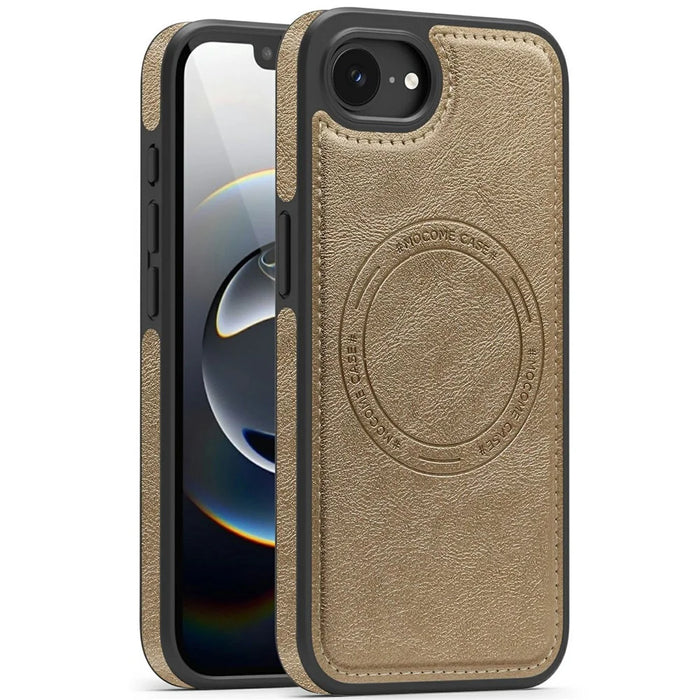 For iPhone 17e / 16e Case Compatible with MagSafe Leather Back Phone Cover - Desert Gold - 1