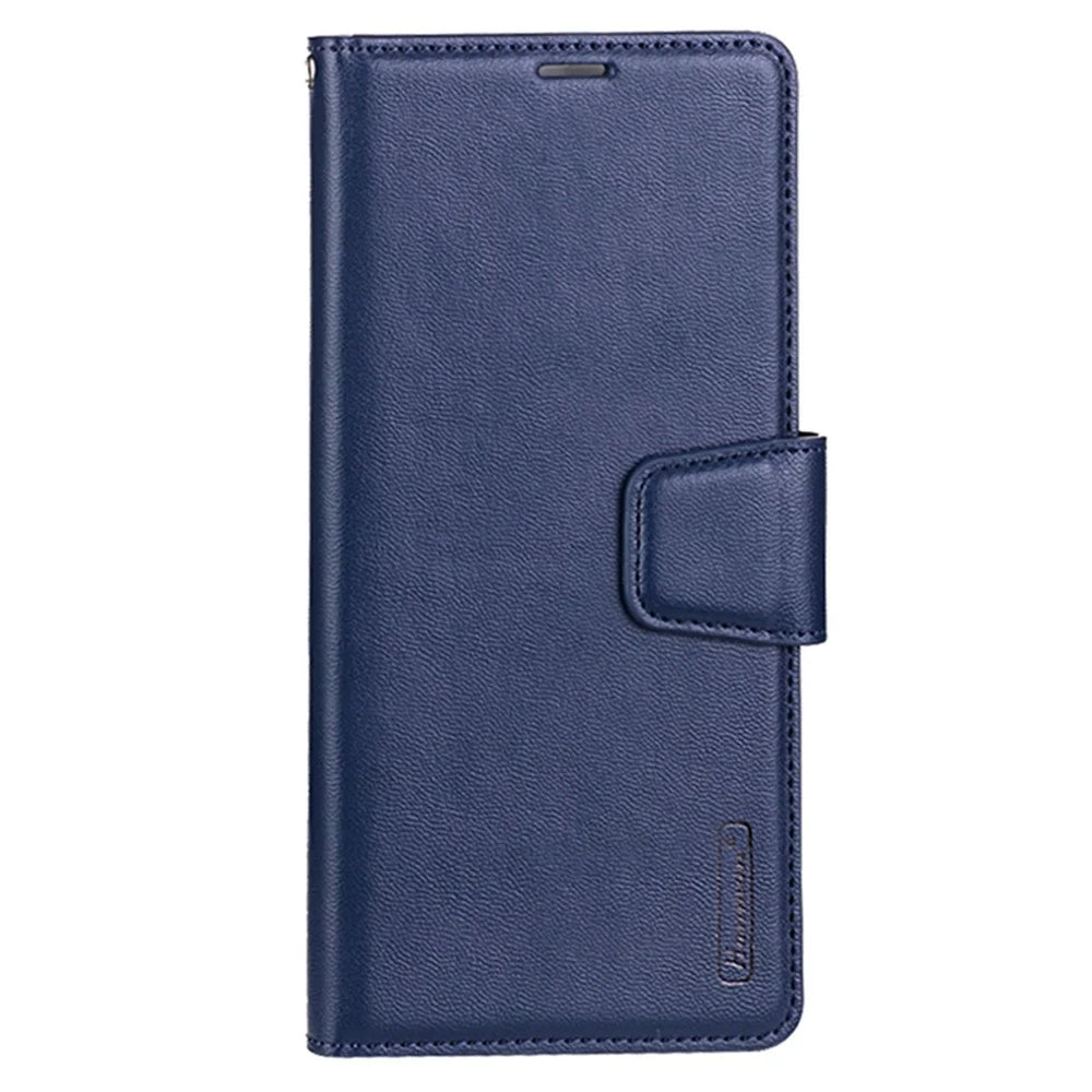 HANMAN Mill Series for iPhone 16 Pro Max Case Wallet Stand PU Leather Phone Cover - Sapphire - 3