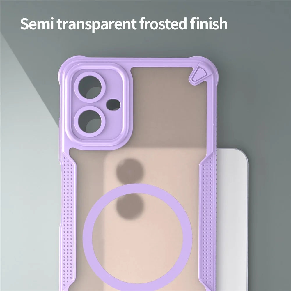 For Samsung Galaxy A06 5G Magnetic Case TPU + PC Phone Back Cover - Purple - 5