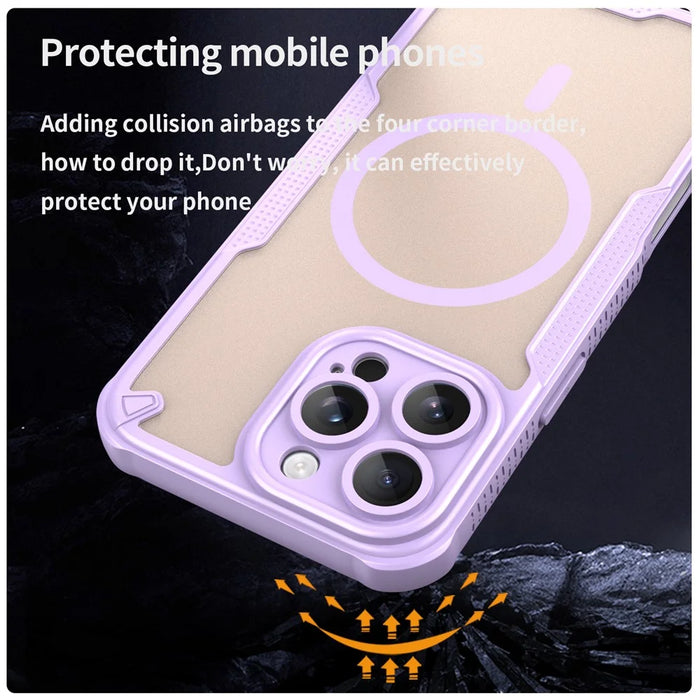 For iPhone 16 Pro Magnetic Case Compatible with MagSafe TPU + PC Phone Back Cover - Purple - 4