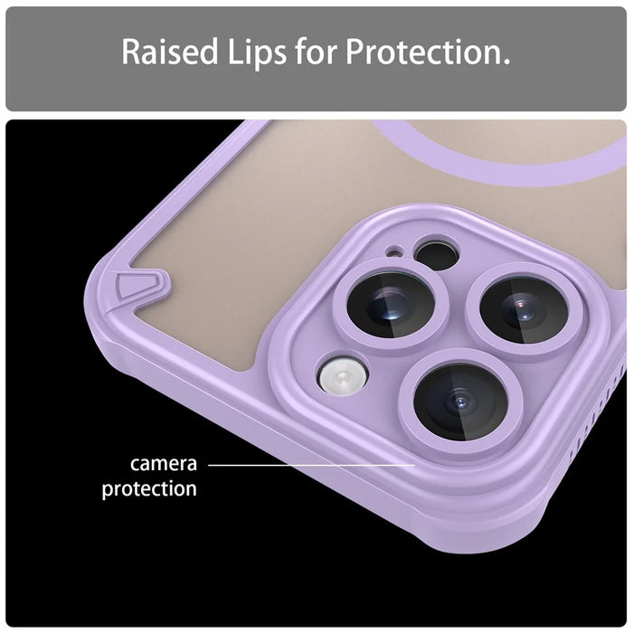 For iPhone 16 Pro Magnetic Case Compatible with MagSafe TPU + PC Phone Back Cover - Purple - 7