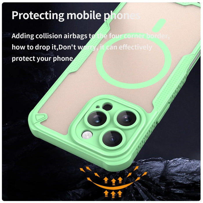 For iPhone 16 Pro Max Magnetic Case Compatible with MagSafe TPU + PC Phone Back Cover - Green - 4