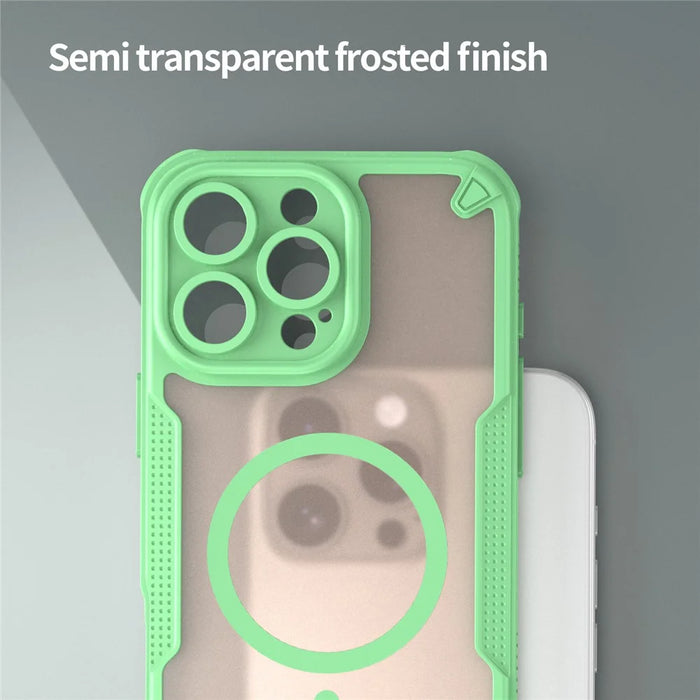 For iPhone 16 Pro Max Magnetic Case Compatible with MagSafe TPU + PC Phone Back Cover - Green - 5