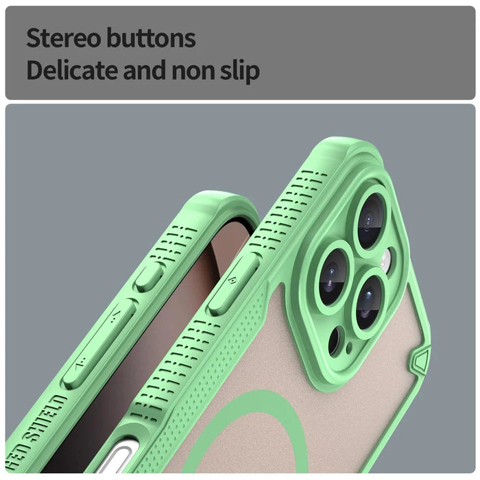 For iPhone 16 Pro Max Magnetic Case Compatible with MagSafe TPU + PC Phone Back Cover - Green - 6