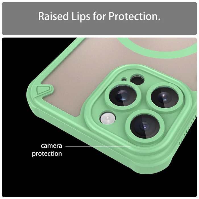 For iPhone 16 Pro Max Magnetic Case Compatible with MagSafe TPU + PC Phone Back Cover - Green - 7