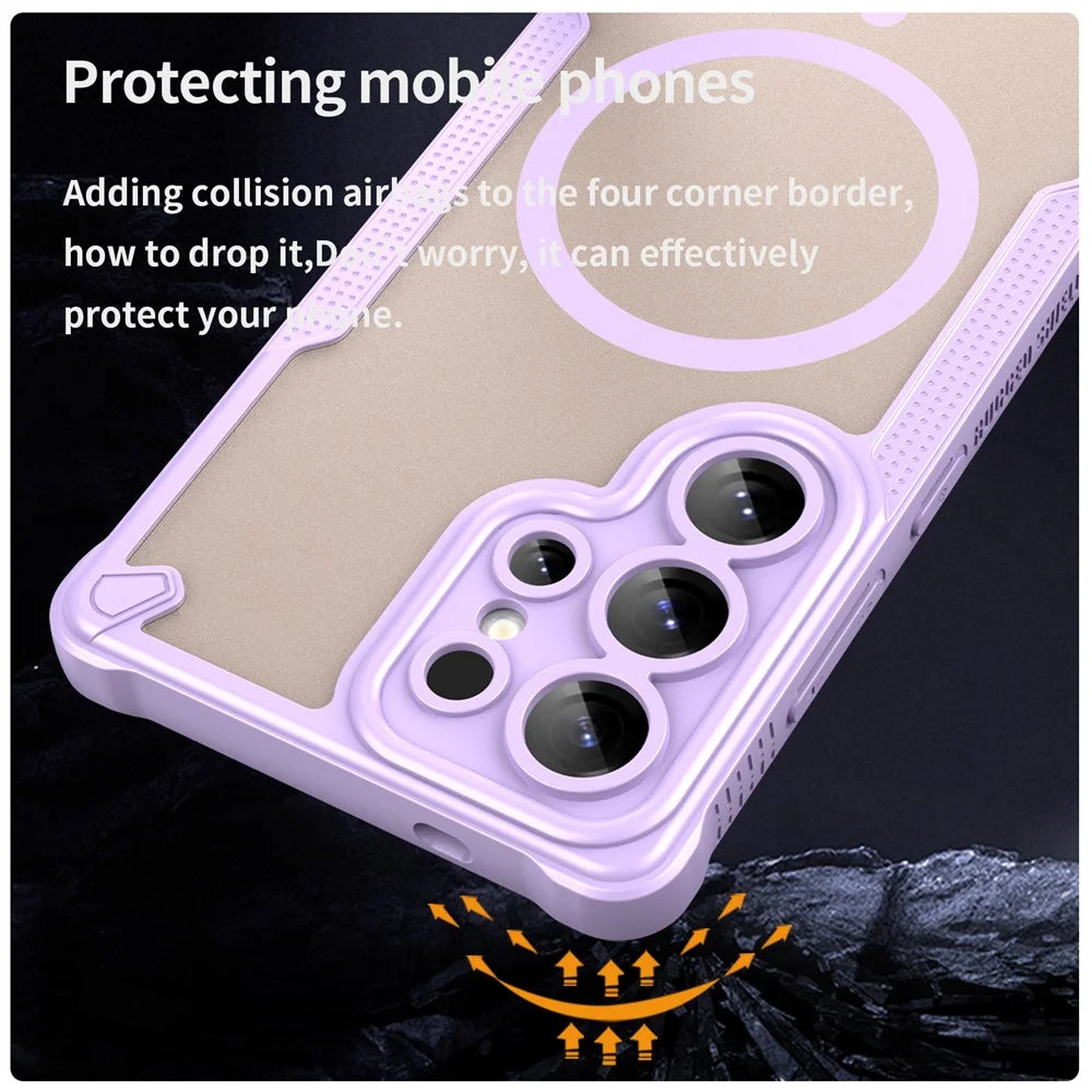 For Samsung Galaxy S25 Ultra Magnetic Case Compatible with MagSafe TPU + PC Phone Back Cover - Purple - 4