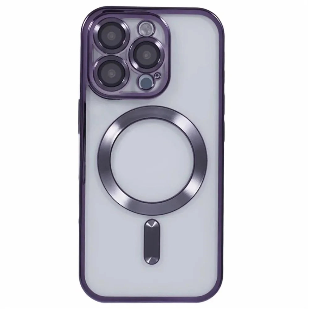 WANLONFENG For iPhone 16 Pro Max Magnetic Case Full Protection Electroplated TPU Cover with Tempered Glass - Dark Purple - 4