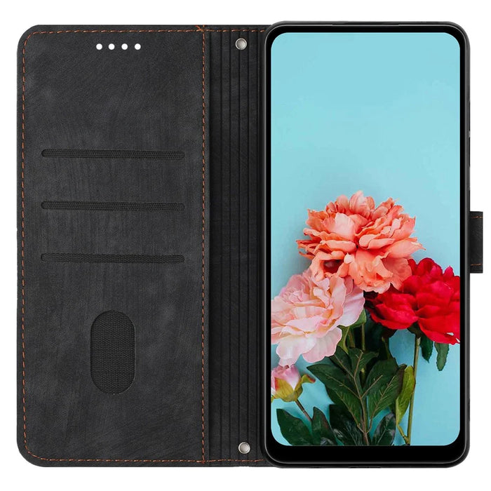 For TECNO Spark 30C 5G / Pop 9 5G Case Imprinted Lines Leather Phone Cover with Stand - Black - 2