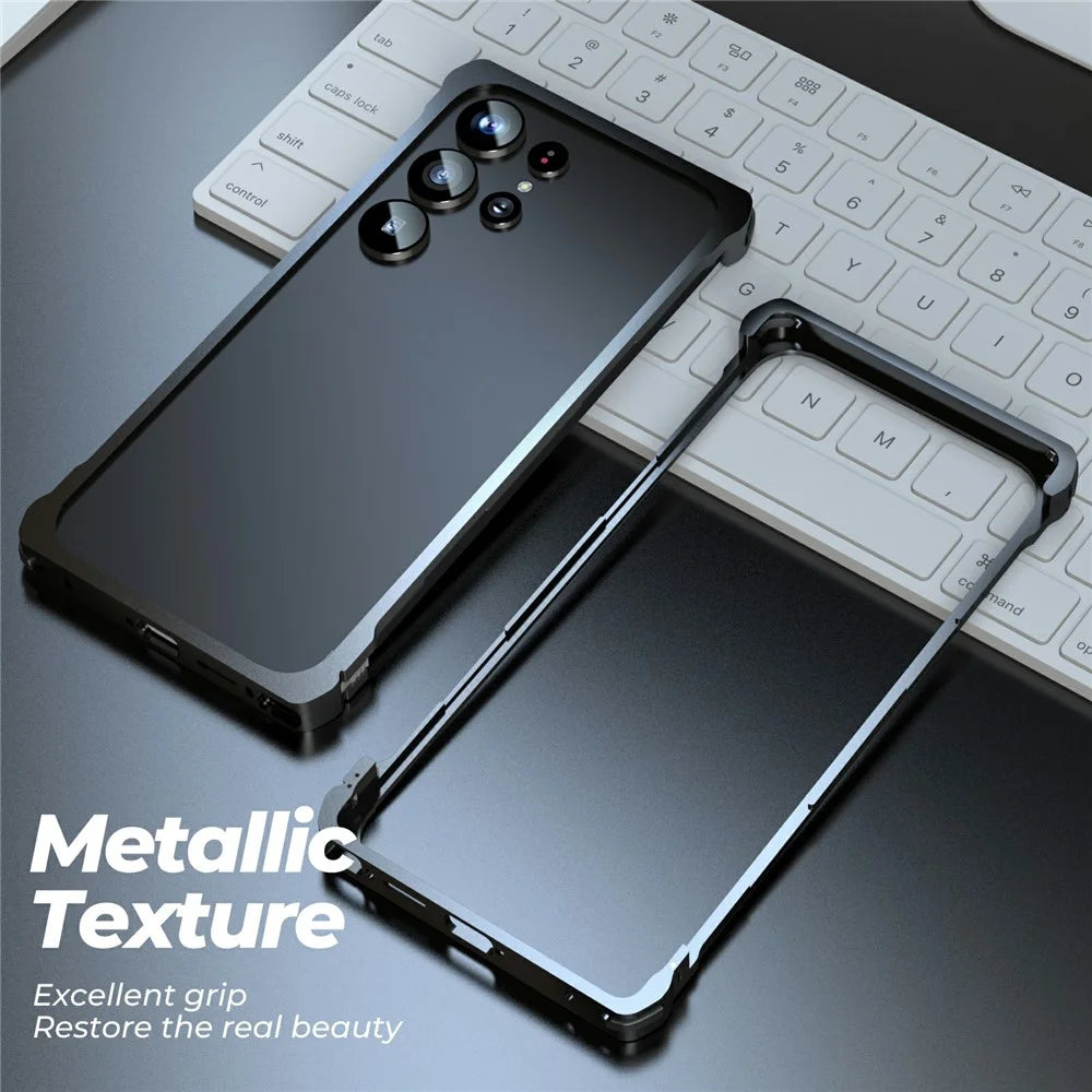 For Samsung Galaxy S25 Ultra Bumper Case Metal Frame Snap-On Heat Dissipation Phone Cover - Black - 2