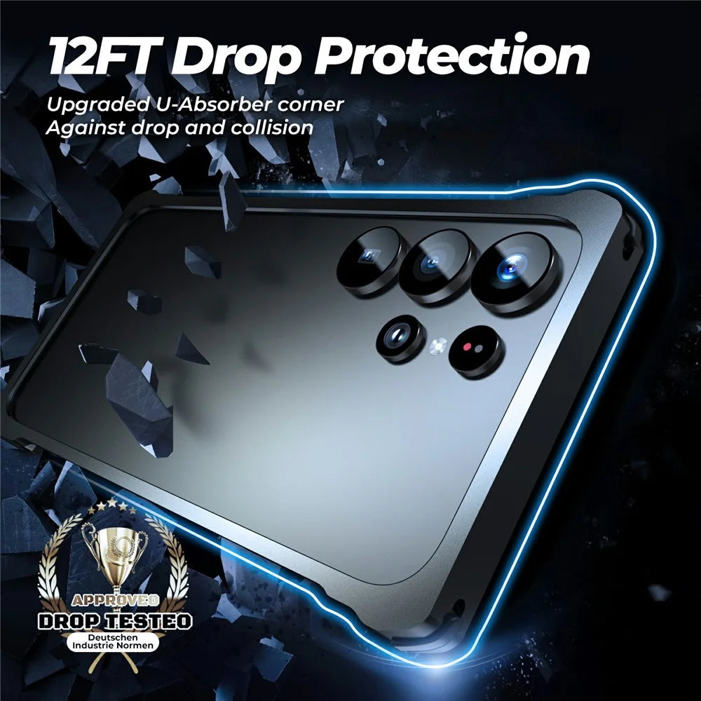 For Samsung Galaxy S25 Ultra Bumper Case Metal Frame Snap-On Heat Dissipation Phone Cover - Black - 3