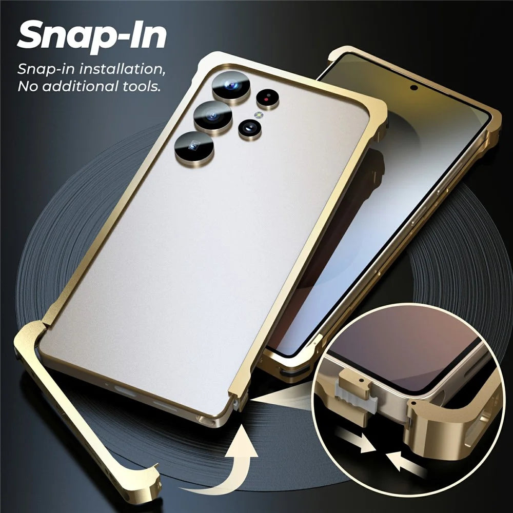 For Samsung Galaxy S25 Ultra Bumper Case Metal Frame Snap-On Heat Dissipation Phone Cover - Black - 4