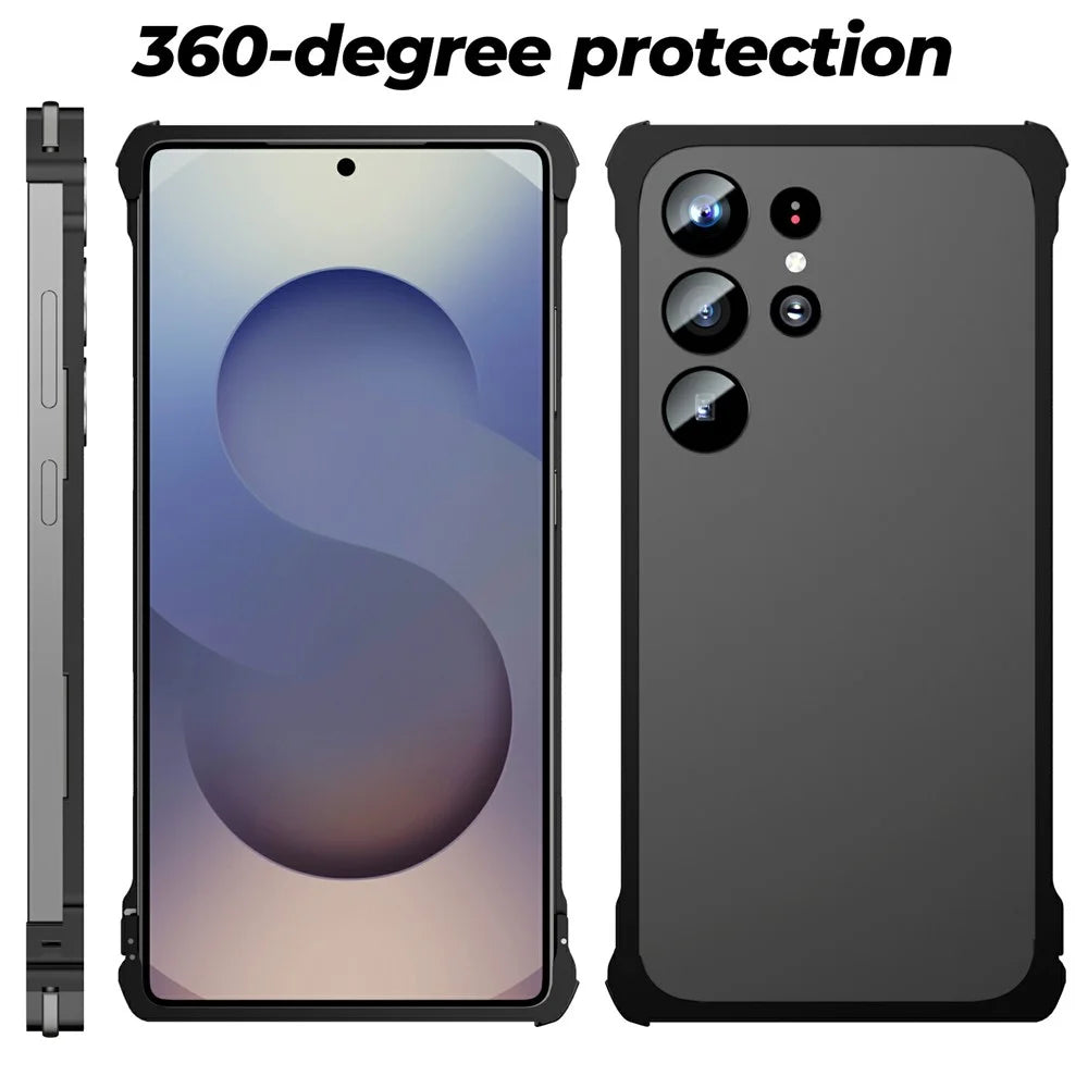 For Samsung Galaxy S25 Ultra Bumper Case Metal Frame Snap-On Heat Dissipation Phone Cover - Black - 6