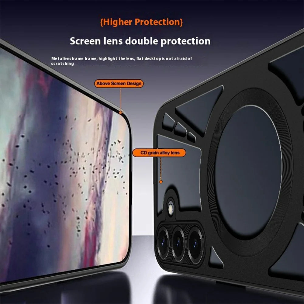 For Samsung Galaxy S24 Case Magnetic Hollow Heat Dissipation Silicone + PC + Metal Bumper Phone Cover - Black - 4