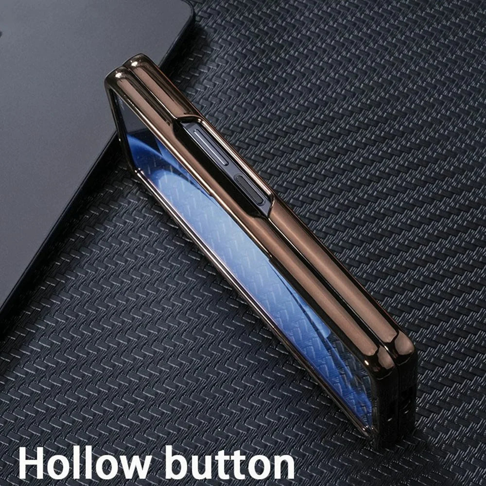 For Samsung Galaxy Z Fold5 5G Magnetic Case Electroplated Matte PC Phone Cover with HD Screen Film - White - 5