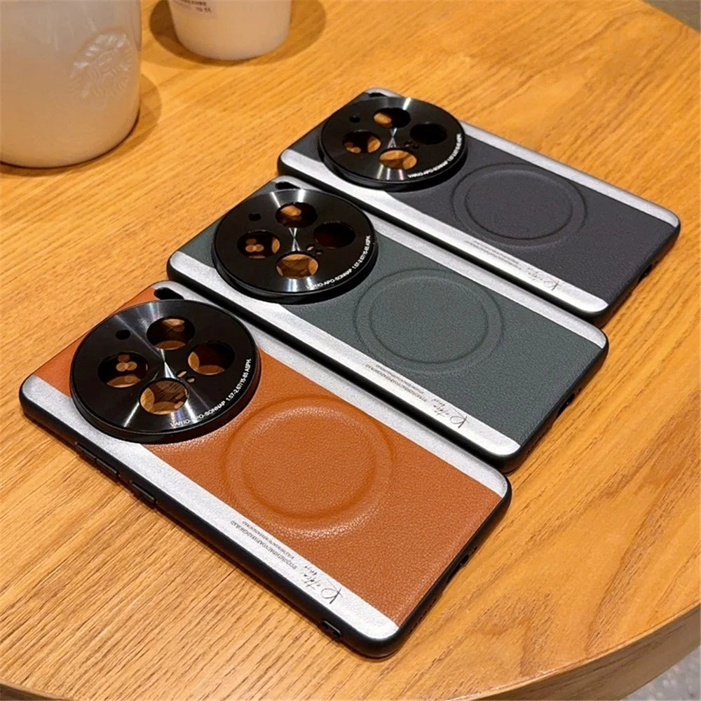For vivo X200 Pro 5G Magnetic Case Splicing Color PC + PU Leather Phone Back Cover - Black - 6