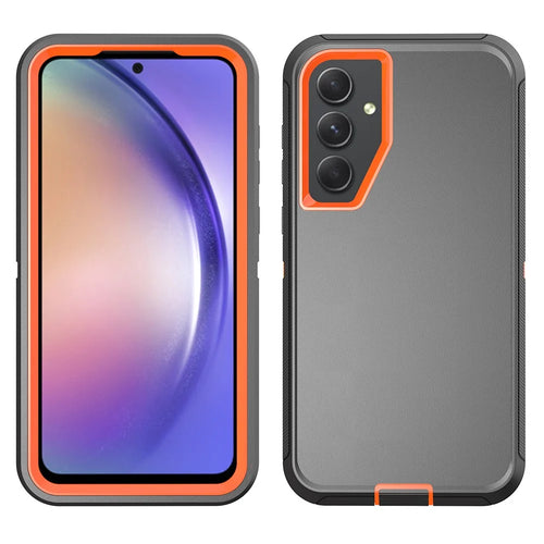 For Samsung Galaxy A55 5G Case 3 in 1 Detachable Shockproof Anti Slip TPU + PC Phone Back Cover - Orange  /  Black - 1