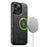 SUTENI G5 For iPhone 16 Pro Max Case Compatible with MagSafe Cowhide Texture Leather Back Cover - Black - 2