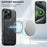 SUTENI G5 For iPhone 16 Pro Max Case Compatible with MagSafe Cowhide Texture Leather Back Cover - Black - 3