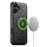 SUTENI G5 For iPhone 16 Plus Case Compatible with MagSafe Cowhide Texture Leather Back Cover - Black - 2