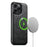 SUTENI G5 For iPhone 15 Pro Case Compatible with MagSafe Cowhide Texture Leather Back Cover - Black - 2
