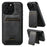 SUTENI M5 For iPhone 15 Pro Magnetic Case with Card Bag Cowhide Texture Leather Phone Back Cover - Black - 1