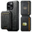 SUTENI M5 For iPhone 15 Pro Magnetic Case with Card Bag Cowhide Texture Leather Phone Back Cover - Black - 2
