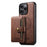 SUTENI M4 For iPhone 15 Pro Magnetic Case with Card Holder Cowhide Texture Leather Back Cover - Brown - 2