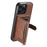 SUTENI M4 For iPhone 15 Pro Magnetic Case with Card Holder Cowhide Texture Leather Back Cover - Brown - 4