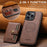 SUTENI M4 For iPhone 15 Pro Magnetic Case with Card Holder Cowhide Texture Leather Back Cover - Brown - 6