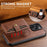 SUTENI M4 For iPhone 15 Pro Magnetic Case with Card Holder Cowhide Texture Leather Back Cover - Brown - 7